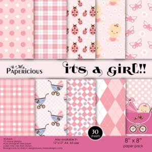 Papericious - Its a Girl (8 by 8 Inch paper)