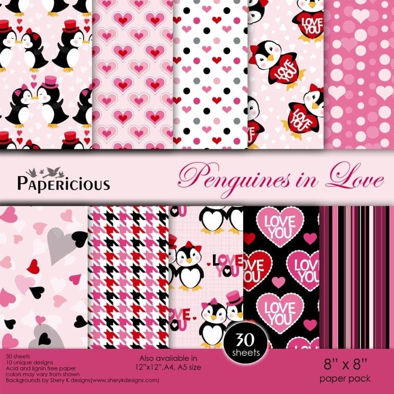 Papericious - Penguines in Love (8 by 8 paper) Papericious - Penguines in Love (8 by 8 paper)