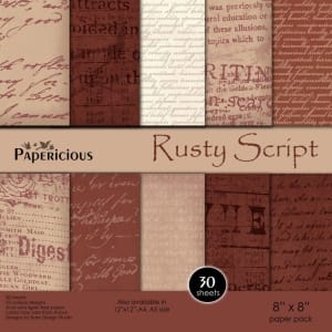 Papericious - Rusty Script (8 by 8 patterned paper)