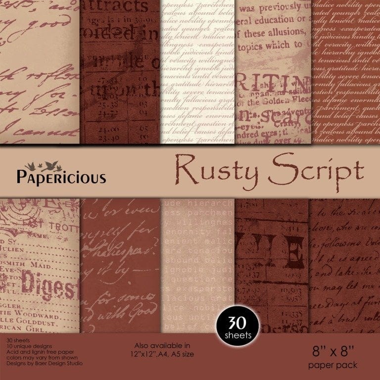 Papericious - Rusty Script (8 by 8 patterned paper)