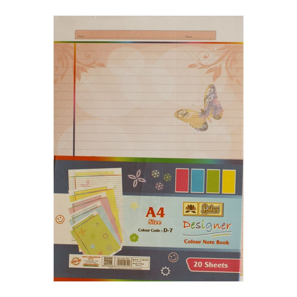 Lotus Designer Colour Sheets - A4 (One Side Multi Design D7) - 20 Sheets sc4 d7 lotus designer paper 1 Lotus Designer Colour Sheets - A4 (One Side Multi Design D7) - 20 Sheets