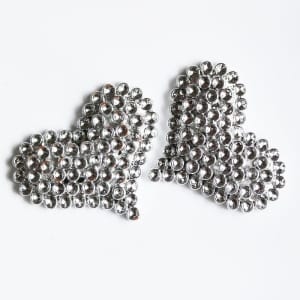 Plastic Designer Hearts - Silver (Set of 2 pcs)