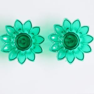 Floral shaped Tea light holder (set of 2 pcs) - Green