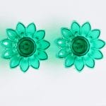 Floral shaped Tea light holder (set of 2 pcs) - Green