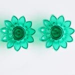 Floral shaped Tea light holder (set of 2 pcs) - Green
