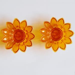 Floral shaped Tea light holder (set of 2 pcs) - Yellow