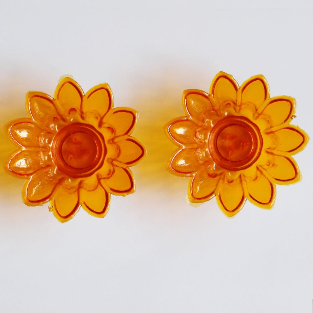 Floral shaped Tea light holder (set of 2 pcs) - Yellow