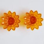 Floral shaped Tea light holder (set of 2 pcs) - Yellow