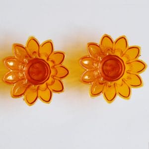 Floral shaped Tea light holder (set of 2 pcs) - Yellow