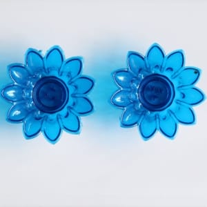 Floral shaped Tea light holder (set of 2 pcs) - Blue