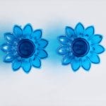 Floral shaped Tea light holder (set of 2 pcs) - Blue