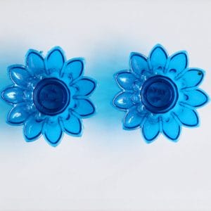 Floral shaped Tea light holder (set of 2 pcs) - Blue