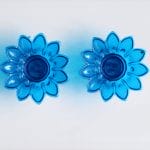 Floral shaped Tea light holder (set of 2 pcs) - Blue