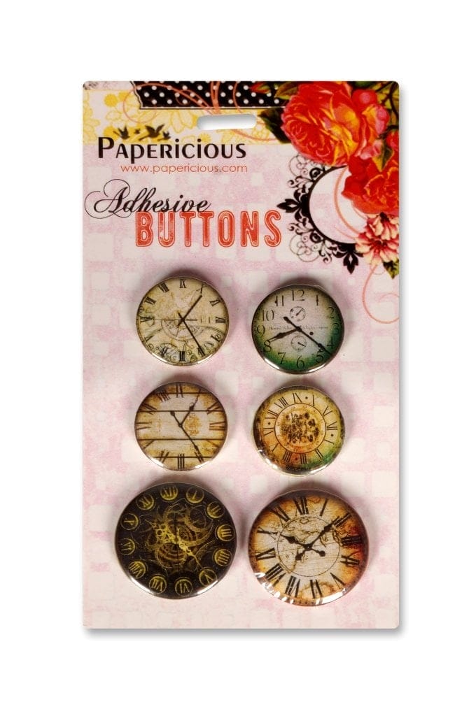 Papericious Adhesive Buttons - Vintage Time