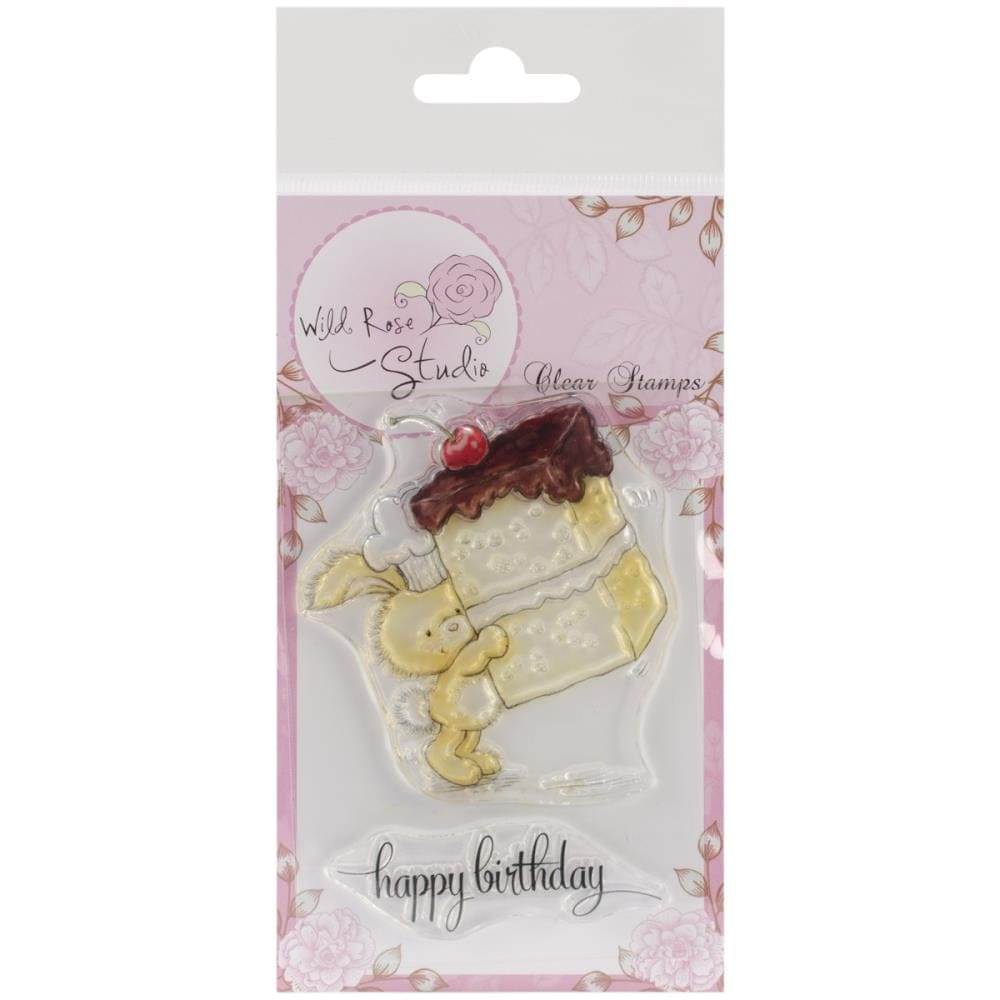 Wild Rose Studio Clear Stamp - Bunny with Cake wrscl294 wild rose studio clear stamp bunny with cake Wild Rose Studio Clear Stamp - Bunny with Cake