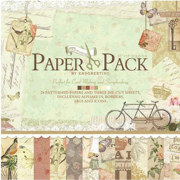12x12 EnoGreeting Scrapbook paper pack - Comfortable Afternoon (24 sheets and 3 die cut sheets)