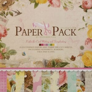 12x12 EnoGreeting Scrapbook paper pack - Flowers (Set of 24 sheets and 3 die cut sheets) PS007