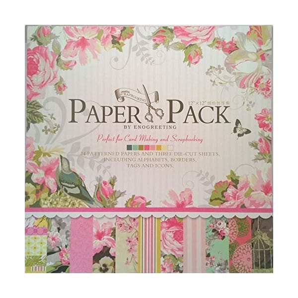 12x12 EnoGreeting Scrapbook paper pack - Happy Birthday (Set of 24 sheets and 3 die cut sheets)