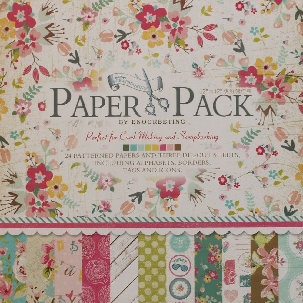 12x12 EnoGreeting Scrapbook paper pack - Sweet Life (Set of 24 sheets and 3 die cut sheets)