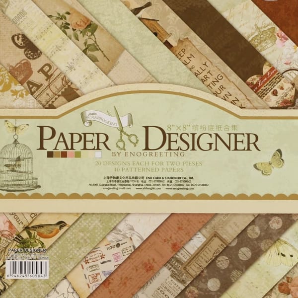 8x8 EnoGreeting Scrapbook paper pack - Comfortable Afternoon (Set of 40 sheets)