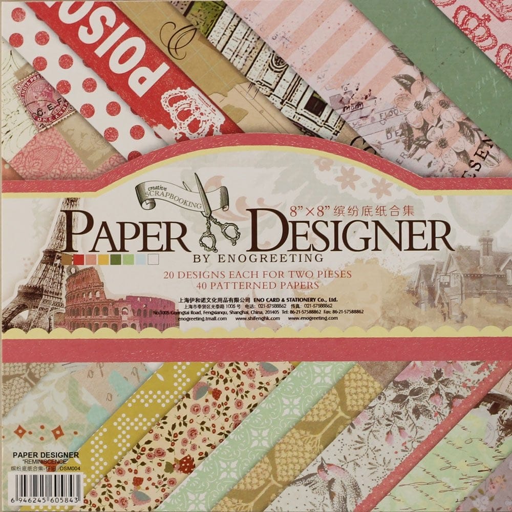 8x8 EnoGreeting Scrapbook paper pack - Reminiscence (Set of 40 sheets)