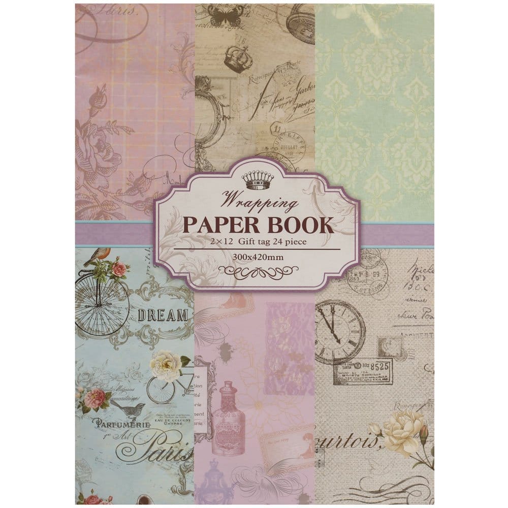 EnoGreeting - Wrapping Paper Book - Vintage Times (A3 paper - set of 24 sheets)