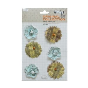 Handmade Flowers by EnoGreeting - Blues and Browns