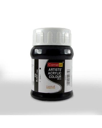 Camel Artist Acrylic Colour 500ml Jar - Black 838016 aac black 500ml Camel Artist Acrylic Colour 500ml Jar - Black