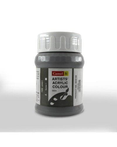 Camel Artist Acrylic Colour 500ml Jar - Grey 838180 aac grey 500ml Camel Artist Acrylic Colour 500ml Jar - Grey