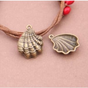 Large Seashells Metal Charms (Set of 5 pcs)