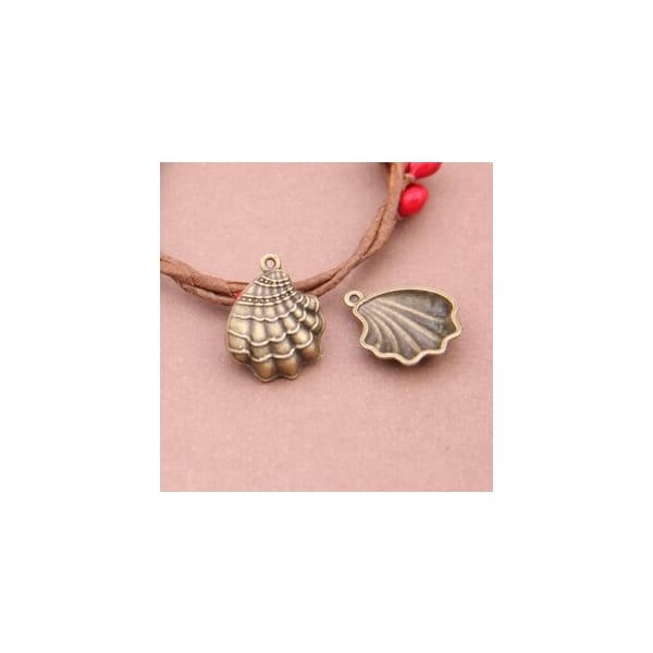 Large Seashells Metal Charms (Set of 5 pcs)