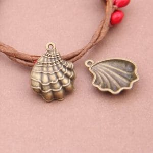 Large Seashells Metal Charms (Set of 5 pcs)