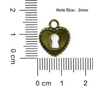 Heart Shaped Lock Metal Charms (Set of 10 pcs)