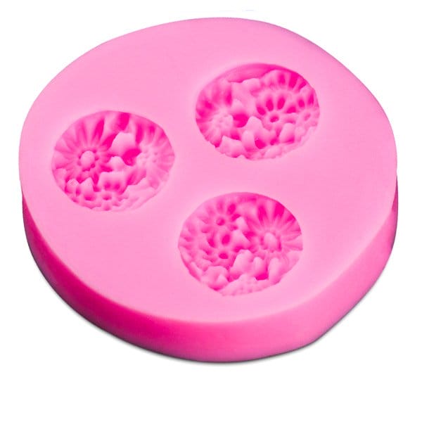 Patterned Flowers (Set of 3) Silicone Clay Mould