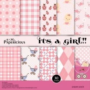 Papericious - Its a Girl (6 by 6 patterned paper)
