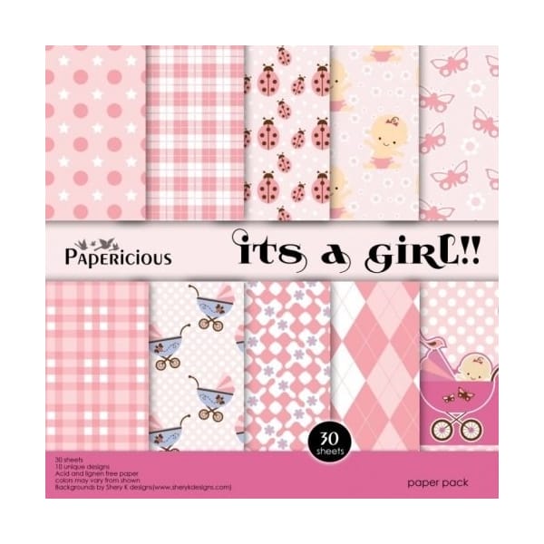Papericious - Its a Girl (6 by 6 patterned paper)