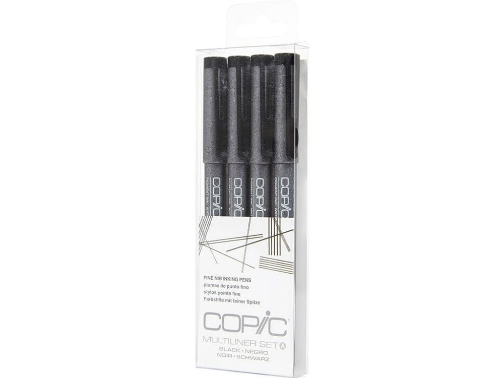 Copic 4pc Multiliner Set - Black (A) copic multiliner fine set mlafine Copic 4pc Multiliner Set - Black (A)