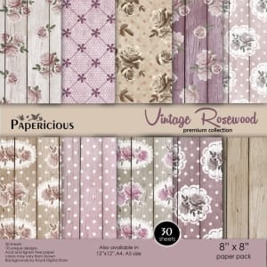 Papericious Premium Collection - Vintage Rosewood (8 by 8 patterned paper)