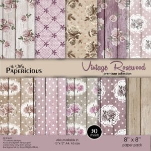 Papericious Premium Collection - Vintage Rosewood (8 by 8 patterned paper)