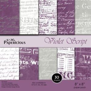 Papericious Designer Collection - Violet Script (8 by 8 patterned paper)