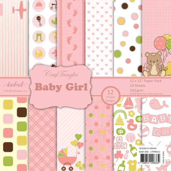 CrafTangles Scrapbook Paper Pack - Baby Girl (12"x12")