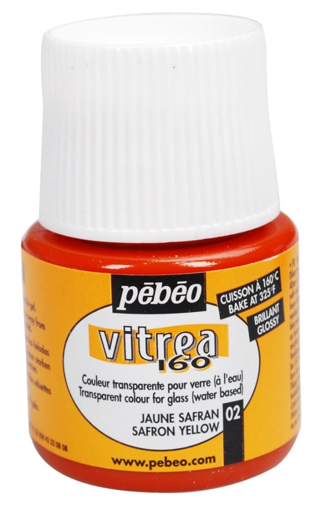 Pebeo Vitrea 160 Glossy Glass Paint 45ml Bottle - Saffron Yellow