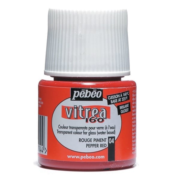 Pebeo Vitrea 160 Glossy Glass Paint 45ml Bottle - Pepper Red