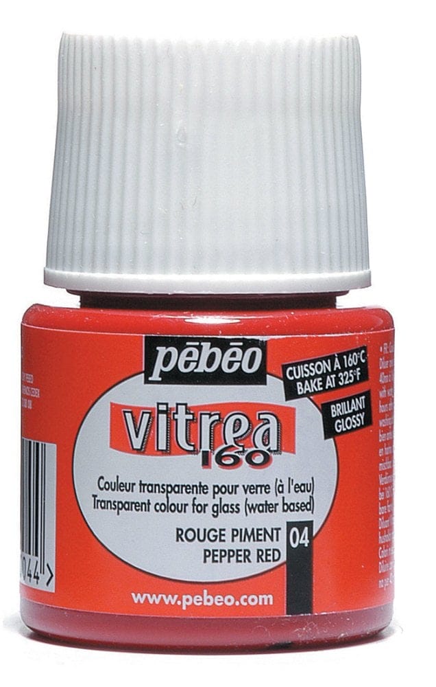 Pebeo Vitrea 160 Glossy Glass Paint 45ml Bottle - Pepper Red 111004 pebeo vitrea 160 gloss 45ml pepper red Pebeo Vitrea 160 Glossy Glass Paint 45ml Bottle - Pepper Red