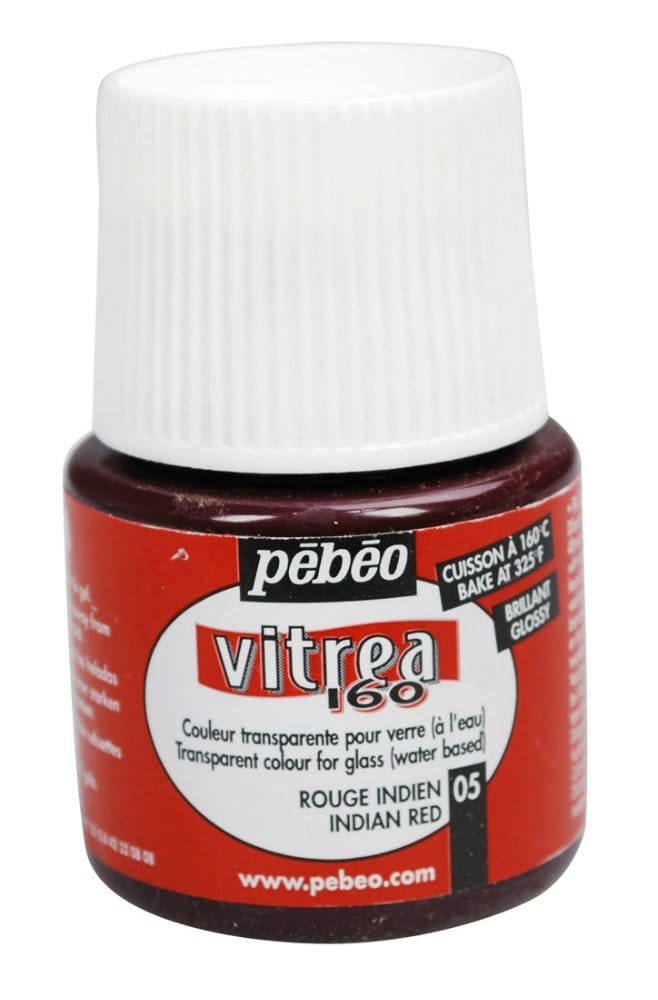 Pebeo Vitrea 160 Glossy Glass Paint 45ml Bottle - Indian Red