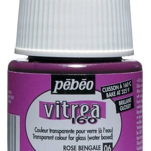 Pebeo Vitrea 160 Glossy Glass Paint 45ml Bottle - Bengal Pink