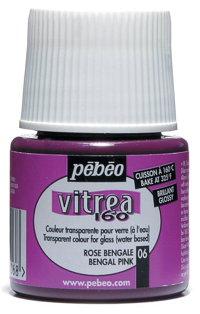 Pebeo Vitrea 160 Glossy Glass Paint 45ml Bottle - Bengal Pink