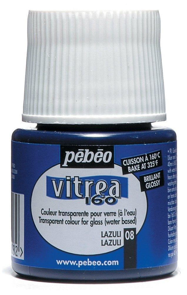 Pebeo Vitrea 160 Glossy Glass Paint 45ml Bottle - Lazuli 111008 pebeo vitrea 160 gloss 45ml lazuli Pebeo Vitrea 160 Glossy Glass Paint 45ml Bottle - Lazuli