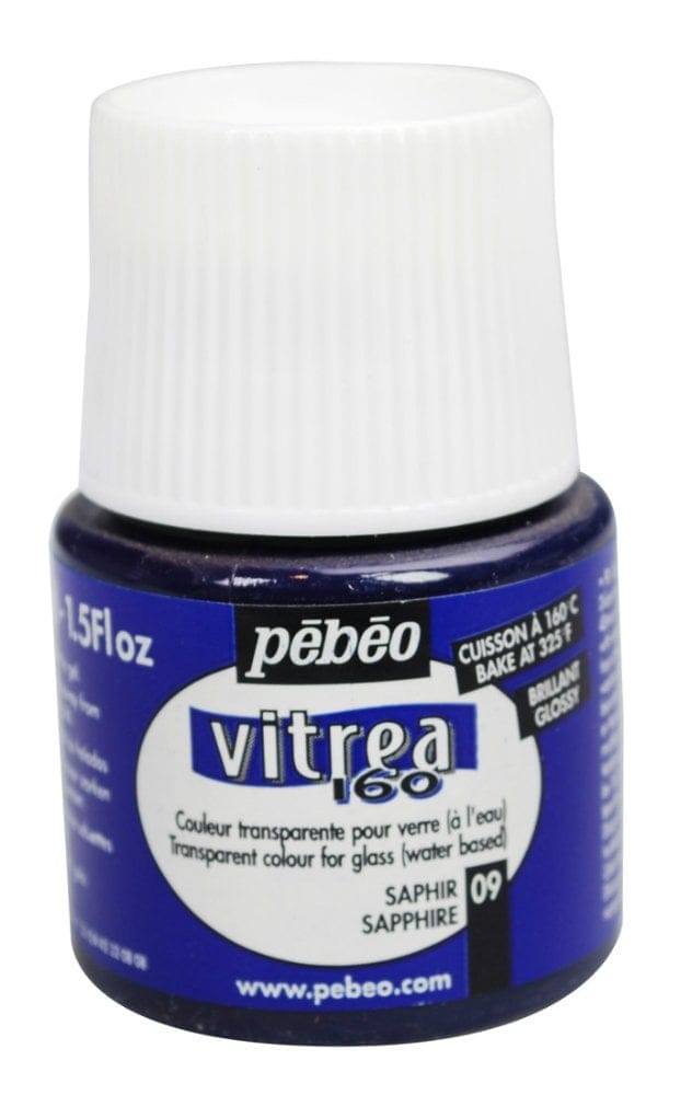 Pebeo Vitrea 160 Glossy Glass Paint 45ml Bottle - Sapphire Blue
