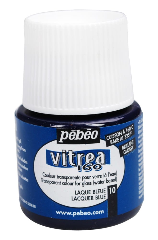 Pebeo Vitrea 160 Glossy Glass Paint 45ml Bottle - Lacquer Blue 111010 pebeo vitrea 160 gloss 45ml lacquer blue Pebeo Vitrea 160 Glossy Glass Paint 45ml Bottle - Lacquer Blue